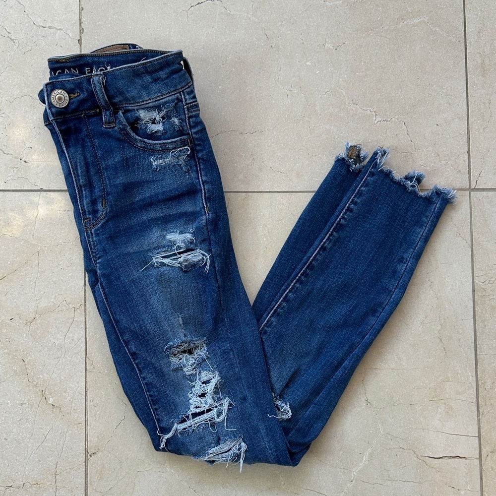 American Eagle high-rise jegging crop next level stretch jeans size 0